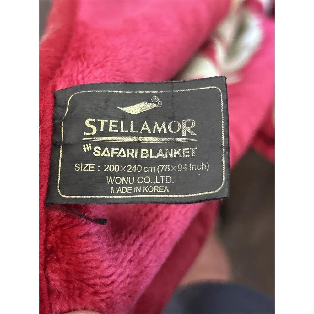 Vtg. Stellamor WONU Fleece Safari Blanket 78